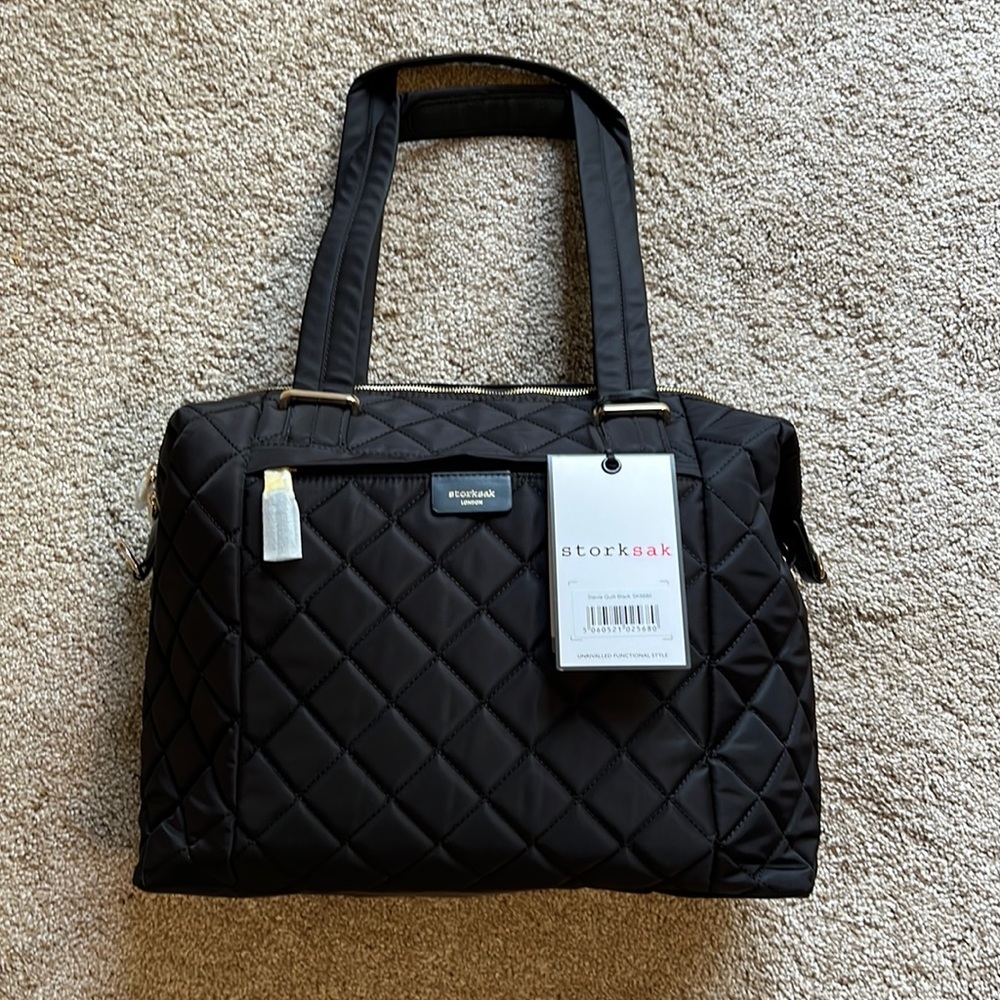 Storksak Stevie Quilt Diaper Changing Bag, Black